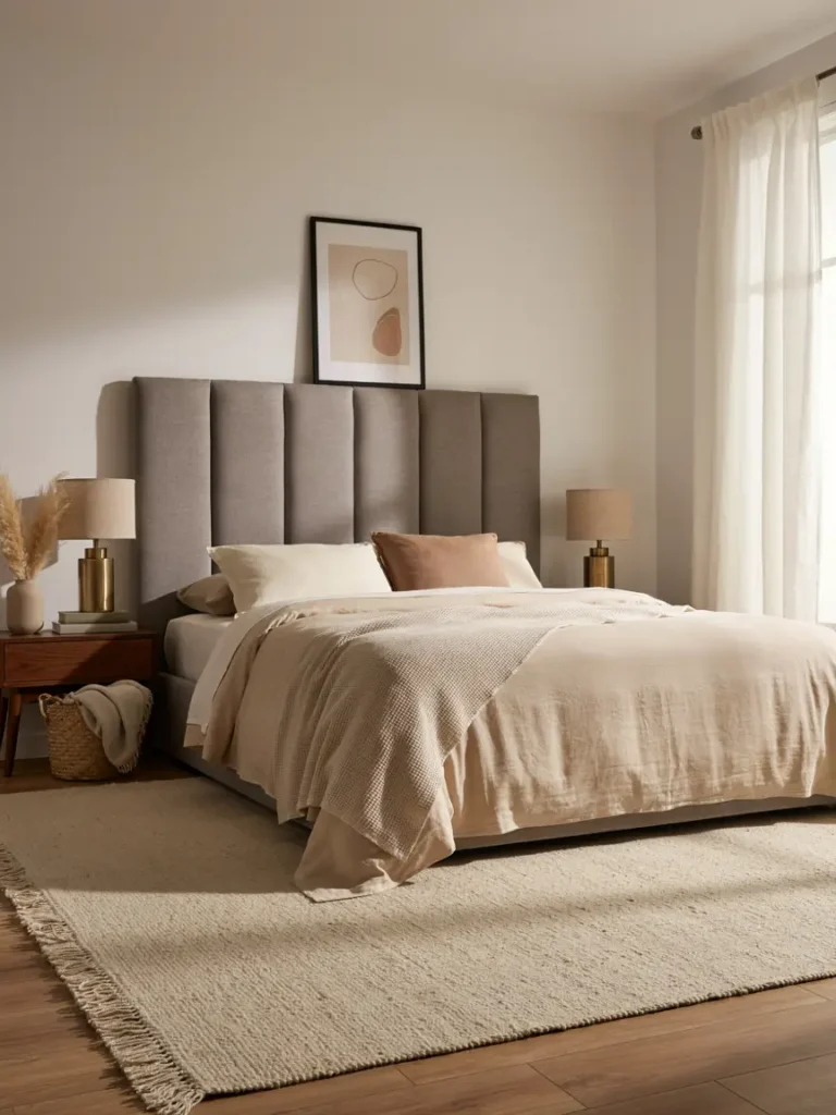 Monochrome Grey Headboard Bedroom