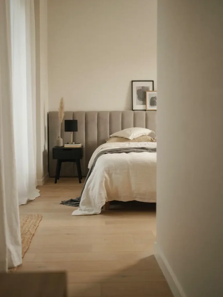 Layered Bedding With a Grey Headboard