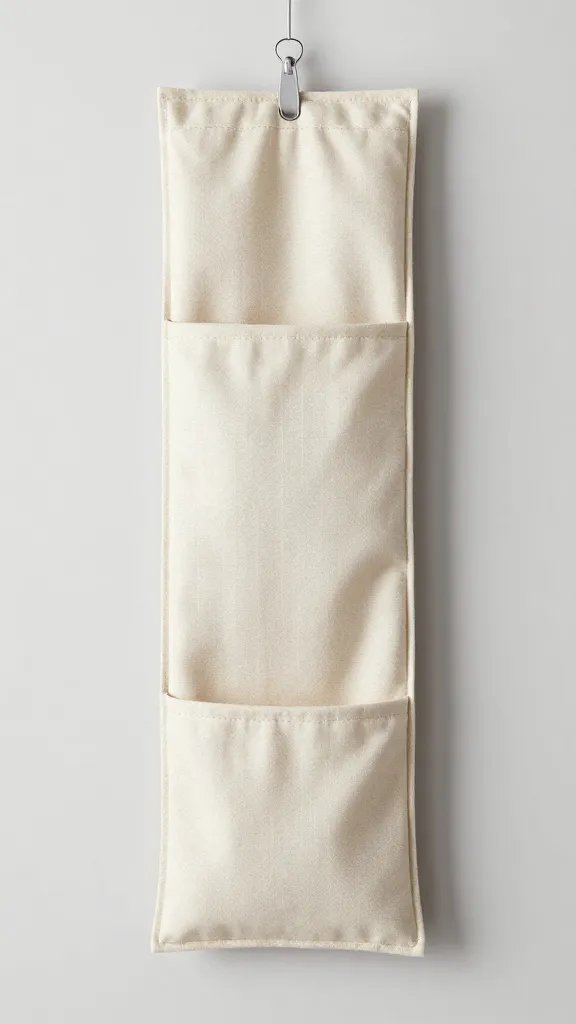 closeup of vertical scarf organizer hanging solo