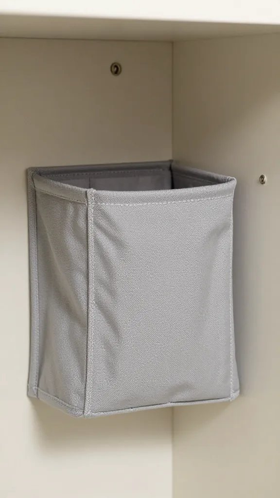 closeup of compact door-mounted storage pocket in closet