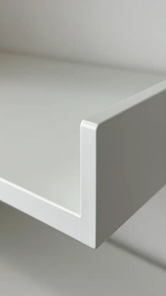 closeup of measured template next to modular shelf panel