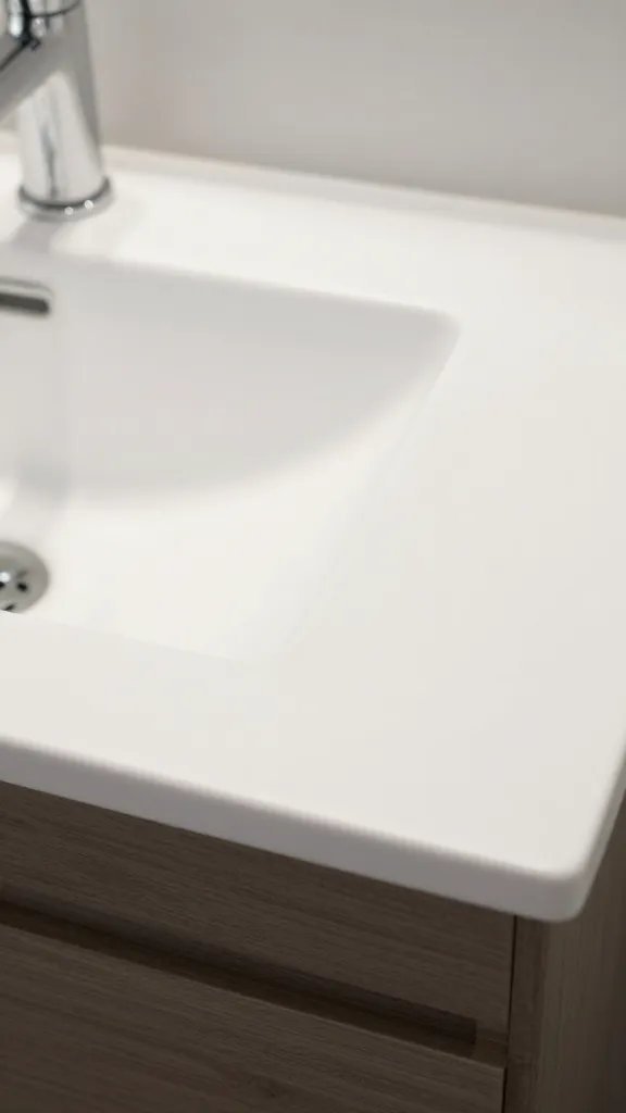 closeup bathroom counter clean surface under zone dividers
