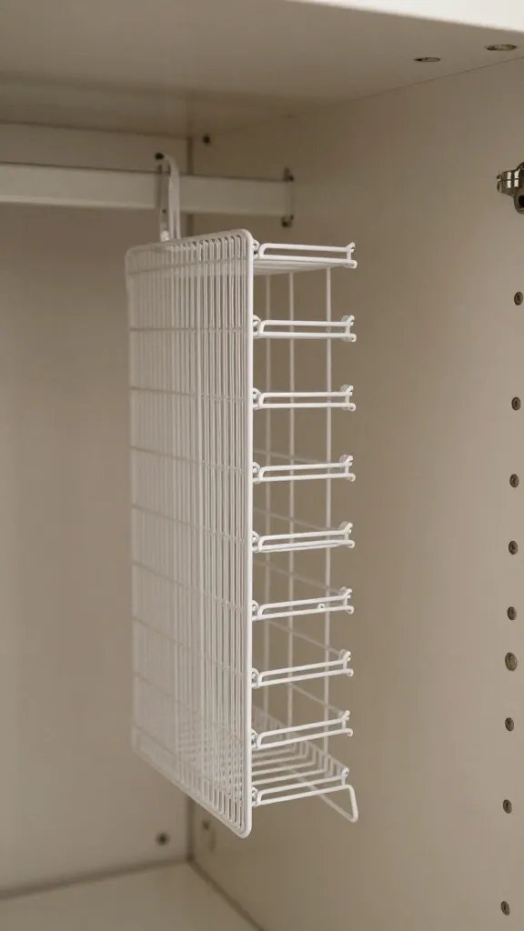 Focused shot of a single rack divider in a organized closet