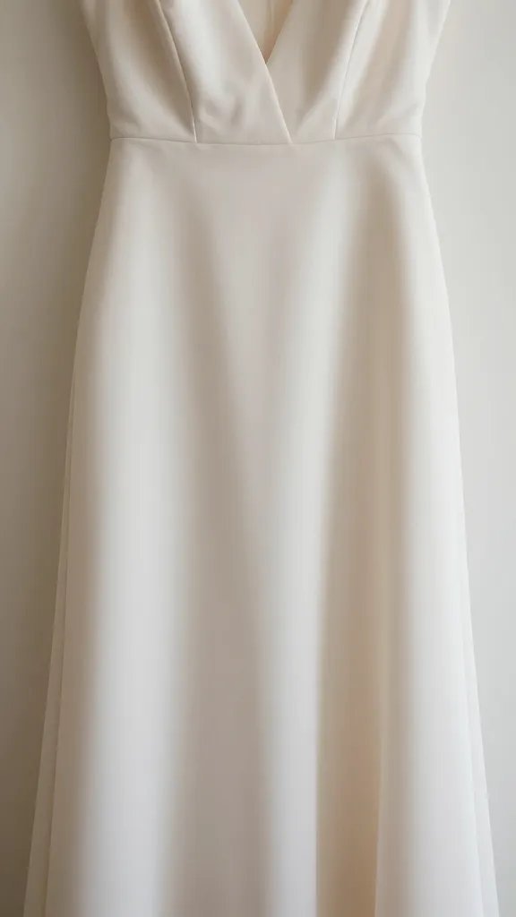 Focused closeup of a single party dress hanging with ample space