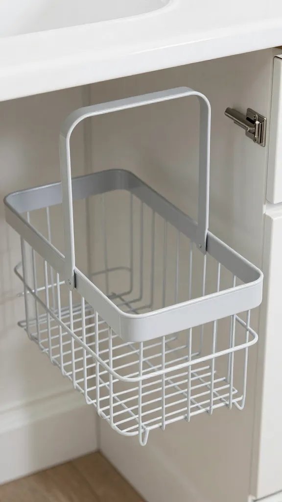 closeup of under-sink pull-out storage basket