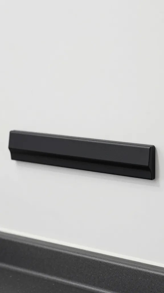 closeup of magnetic knife strip on wall above counter space