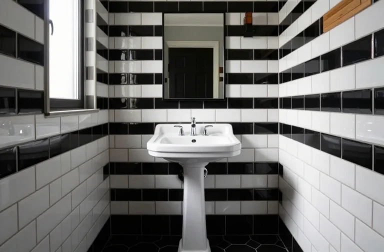 Timeless Look: 13 Black and White Bathroom Tile Ideas for a Timeless Look