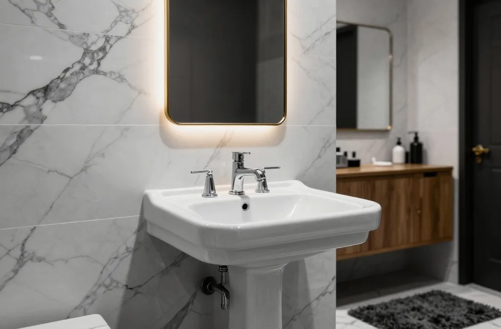 14 Black and White Powder Room Ideas for a Timeless Look: Luxe in Mini Space