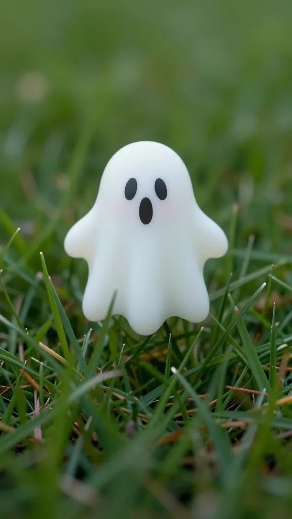 closeup of a single airborne ghost orb hovering over grass