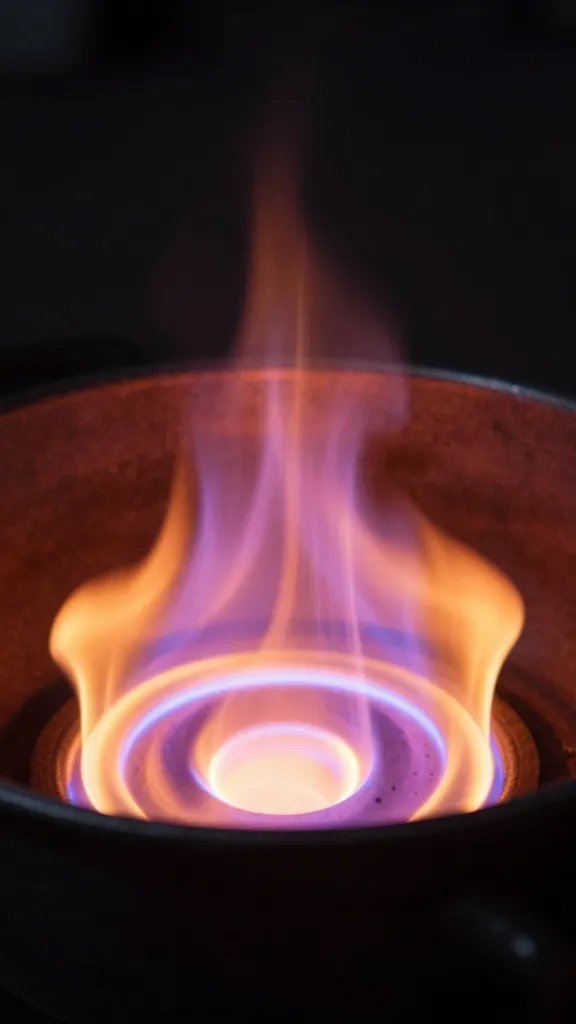 closeup of a magnetic cauldron with flickering LED embers