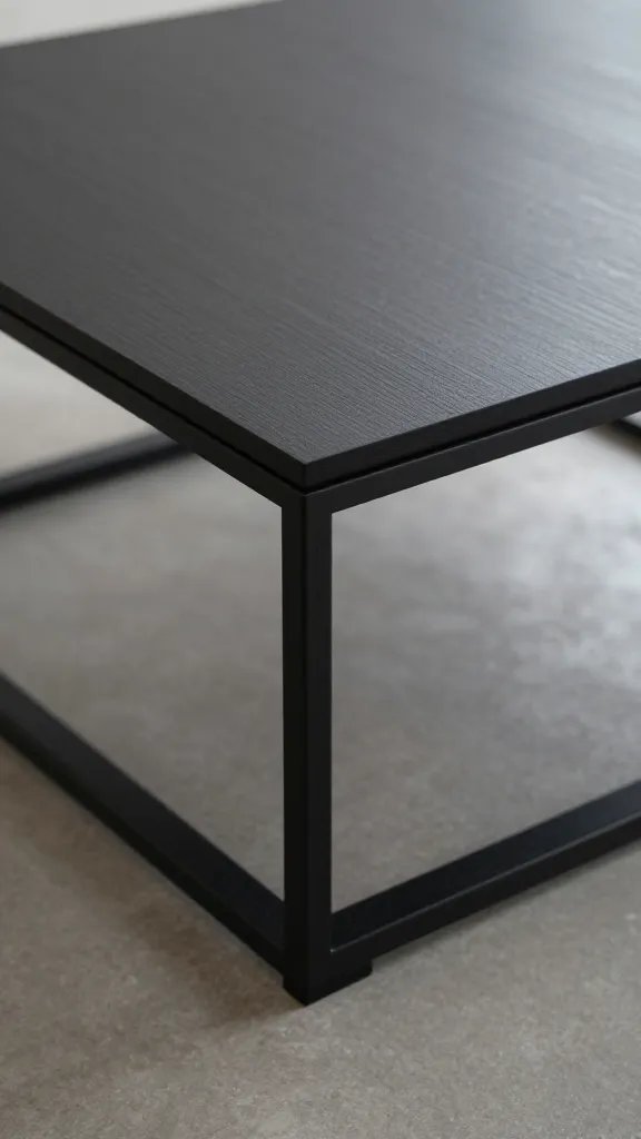 closeup of a compact nesting coffee table with minimal silhouette