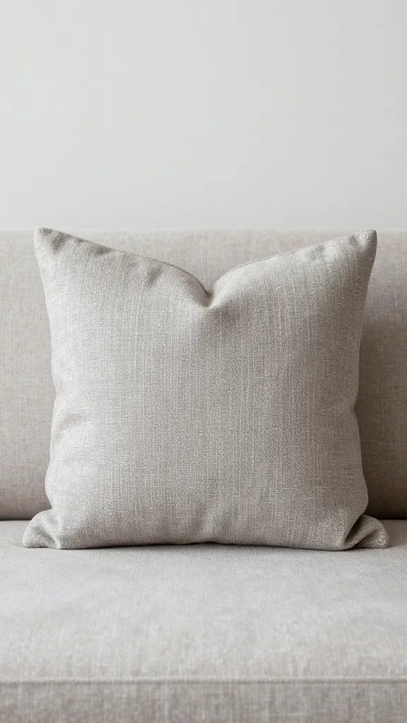 closeup of a single, small decorative throw pillow on a streamlined sofa
