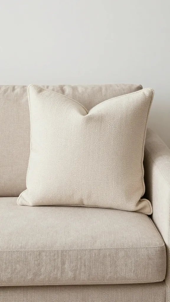 single decorative accent pillow on compact sofa