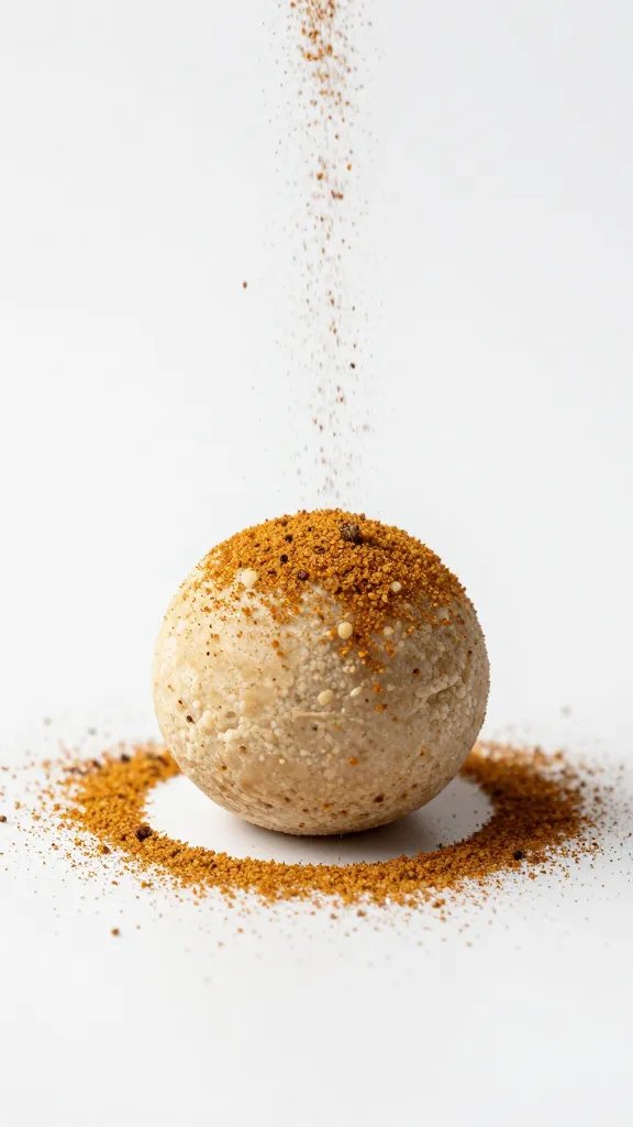 single protein ball with fall spices sprinkled around